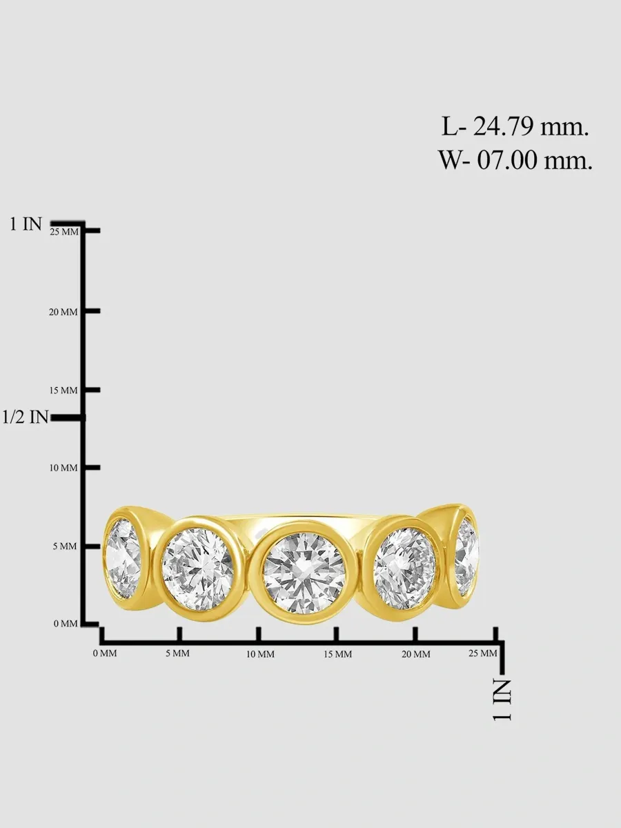 Lab Grown Diamonds Women's 18K Yellow Gold & 3.00 TCW Lab-Grown Diamond 5-Bezel Ring | Thumbnail 4 Lab Grown Diamonds Women's 18K Yellow Gold & 3.00 TCW Lab-Grown Diamond 5-Bezel Ring | Thumbnail 4