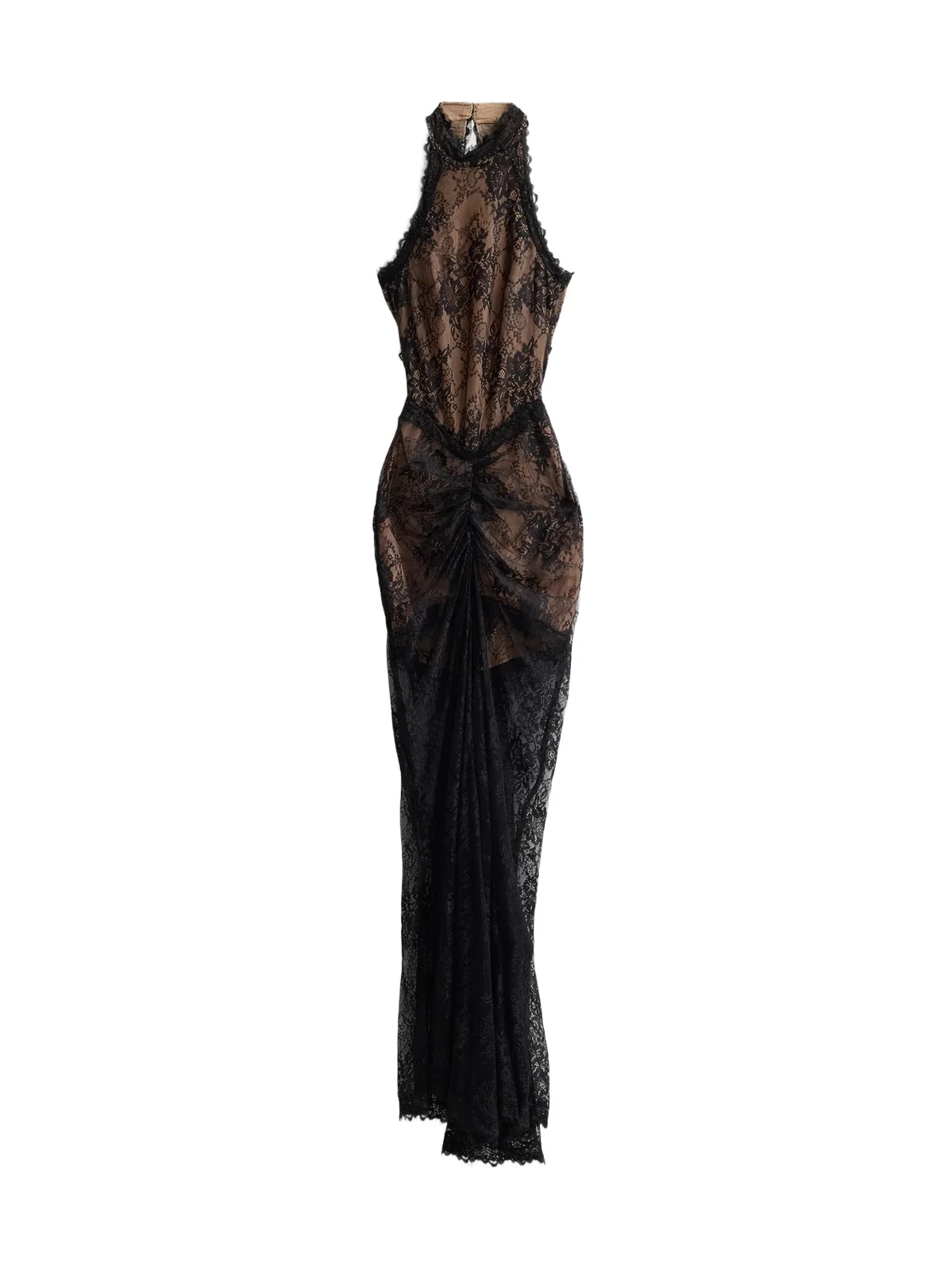 Women's Sheer Lace Draped Halter Gown Women's Sheer Lace Draped Halter Gown