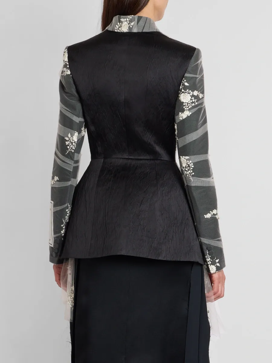 Erdem Women's Embroidered Tulle & Wool Single-Breasted Blazer | Thumbnail 3