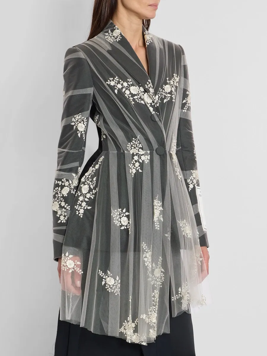 Erdem Women's Embroidered Tulle & Wool Single-Breasted Blazer | Thumbnail 4