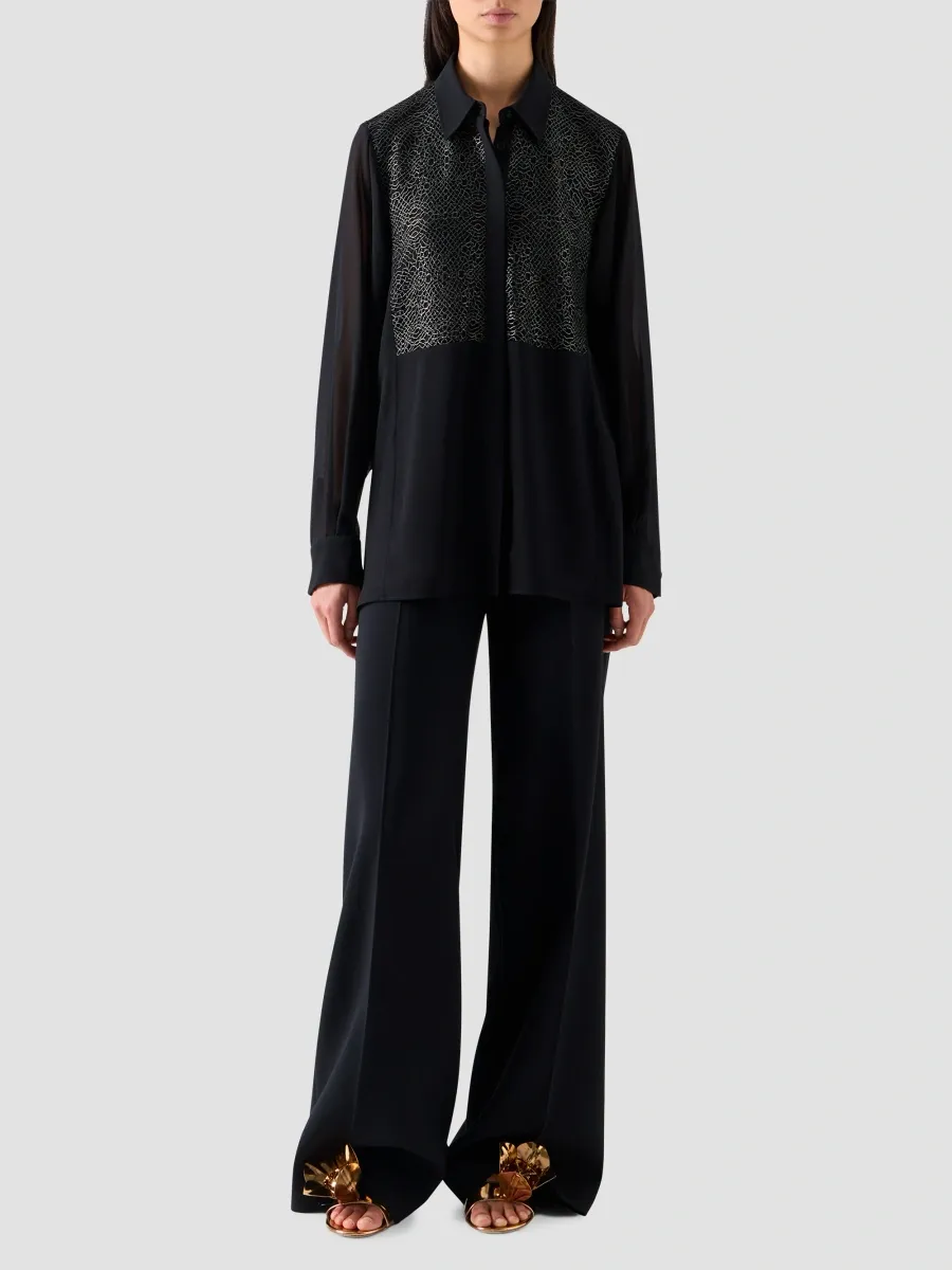 Akris Women's Lacquered-Laced Bodice Silk Tunic Blouse | Thumbnail 2 Akris Women's Lacquered-Laced Bodice Silk Tunic Blouse | Thumbnail 2