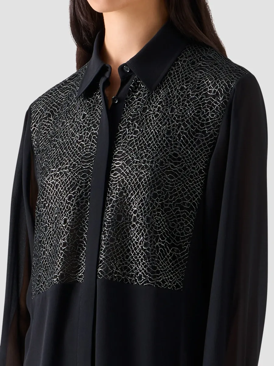 Akris Women's Lacquered-Laced Bodice Silk Tunic Blouse | Thumbnail 5 Akris Women's Lacquered-Laced Bodice Silk Tunic Blouse | Thumbnail 5