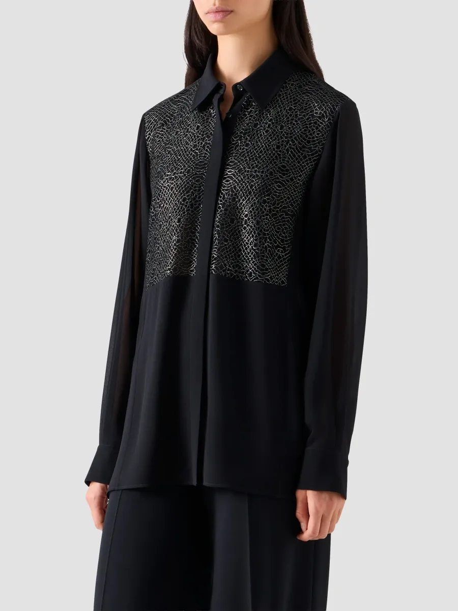 Akris Women's Lacquered-Laced Bodice Silk Tunic Blouse | Thumbnail 6 Akris Women's Lacquered-Laced Bodice Silk Tunic Blouse | Thumbnail 6