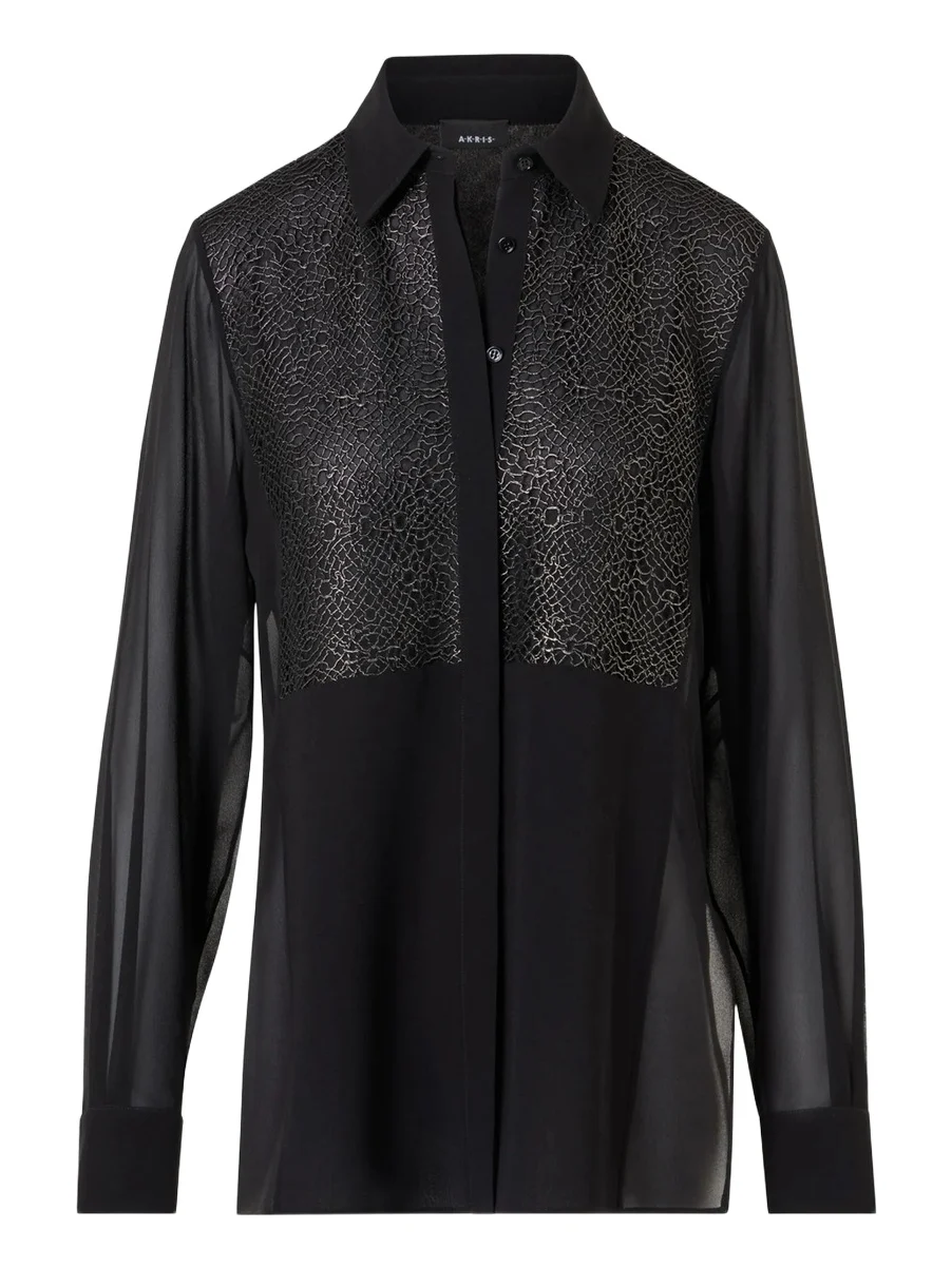 Women's Lacquered-Laced Bodice Silk Tunic Blouse