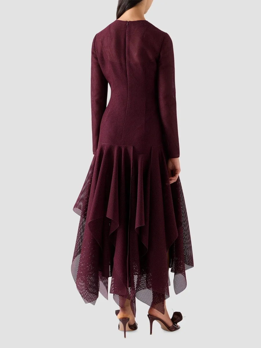 Akris Women's Grid-Weave Asymmetric Midi Dress | Thumbnail 3 Akris Women's Grid-Weave Asymmetric Midi Dress | Thumbnail 3