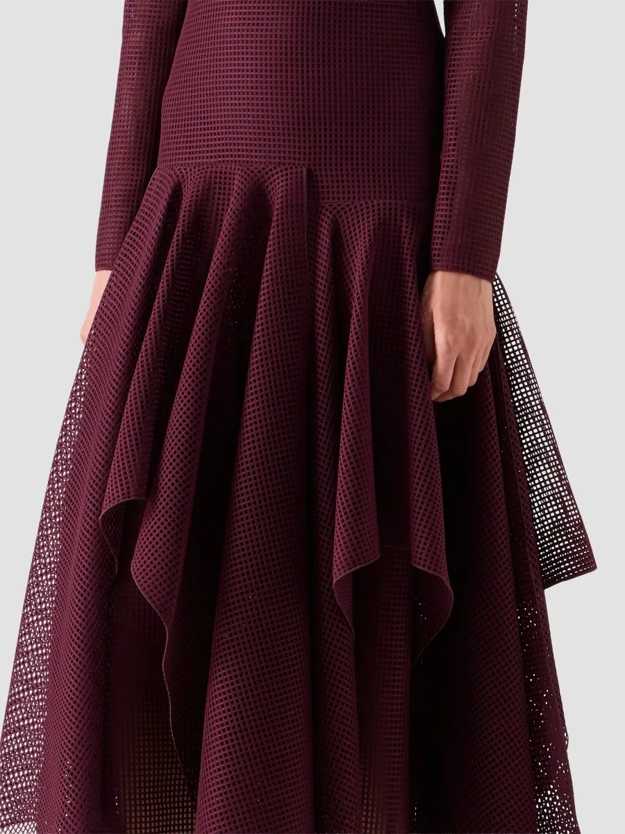 Akris Women's Grid-Weave Asymmetric Midi Dress | Thumbnail 4 Akris Women's Grid-Weave Asymmetric Midi Dress | Thumbnail 4