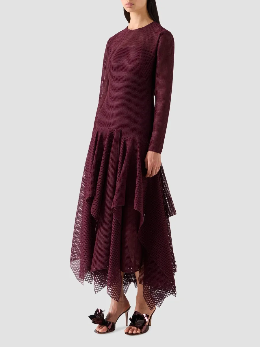 Akris Women's Grid-Weave Asymmetric Midi Dress | Thumbnail 5 Akris Women's Grid-Weave Asymmetric Midi Dress | Thumbnail 5