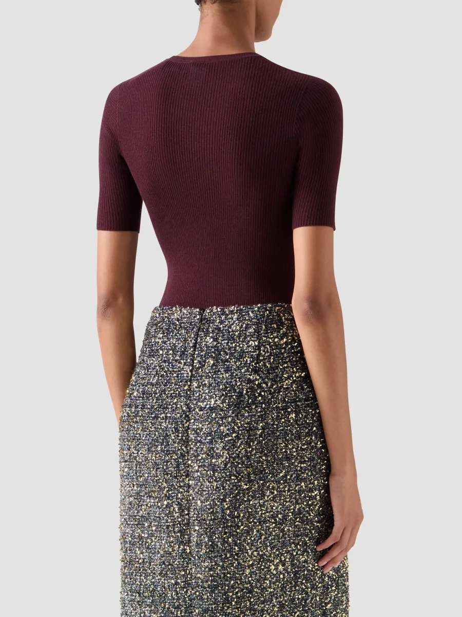 Akris Women's Silk-Cotton Seamless Rib-Knit Crewneck Sweater | Thumbnail 3