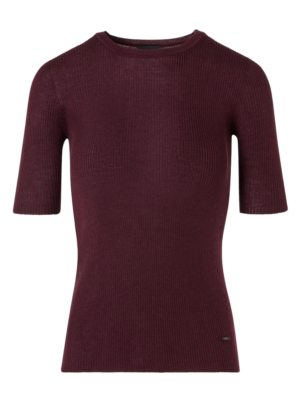 Women's Silk-Cotton Seamless Rib-Knit Crewneck Sweater