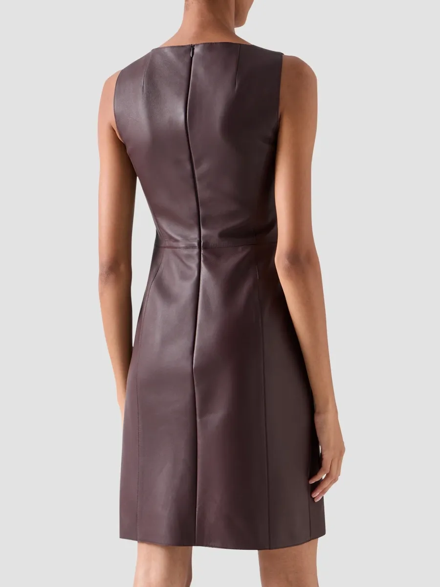 Akris Women's Nappa Leather Mini Sheath Dress | Thumbnail 3 Akris Women's Nappa Leather Mini Sheath Dress | Thumbnail 3