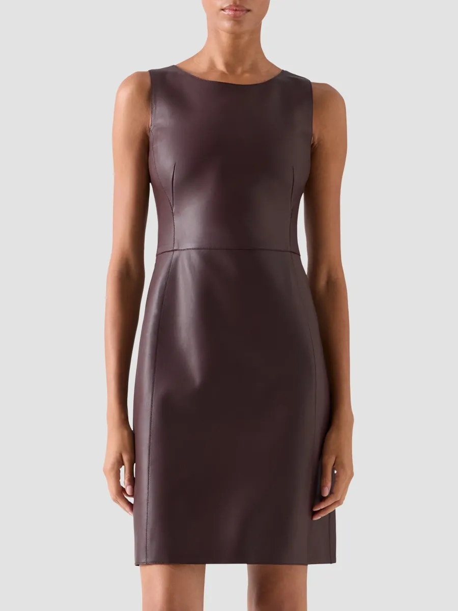 Akris Women's Nappa Leather Mini Sheath Dress | Thumbnail 4 Akris Women's Nappa Leather Mini Sheath Dress | Thumbnail 4