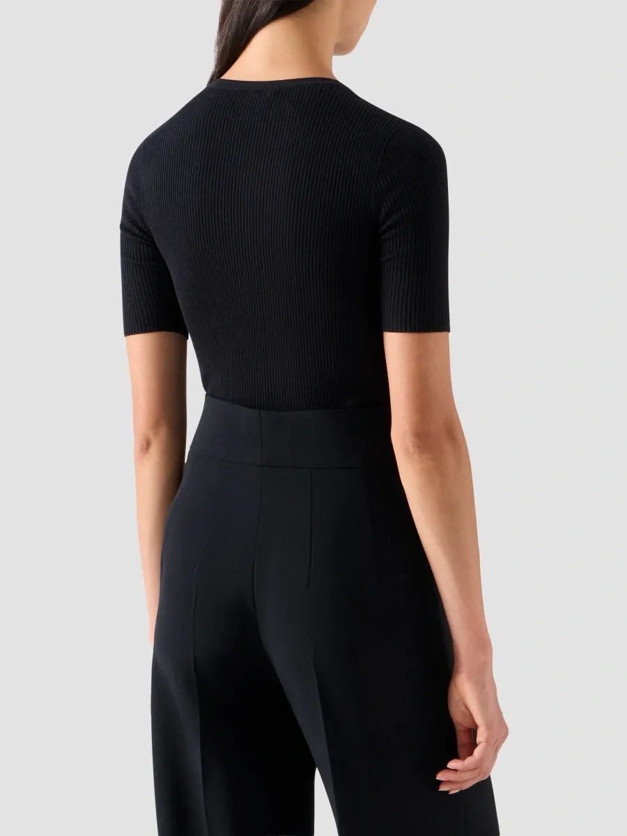 Akris Women's Silk-Cotton Seamless Rib-Knit Crewneck Sweater | Thumbnail 3
