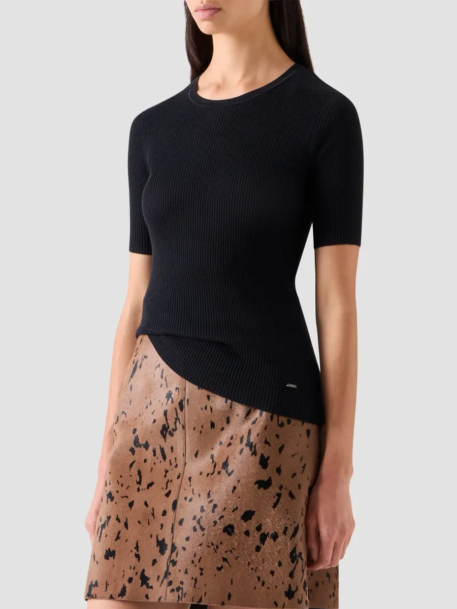Akris Women's Silk-Cotton Seamless Rib-Knit Crewneck Sweater | Thumbnail 6