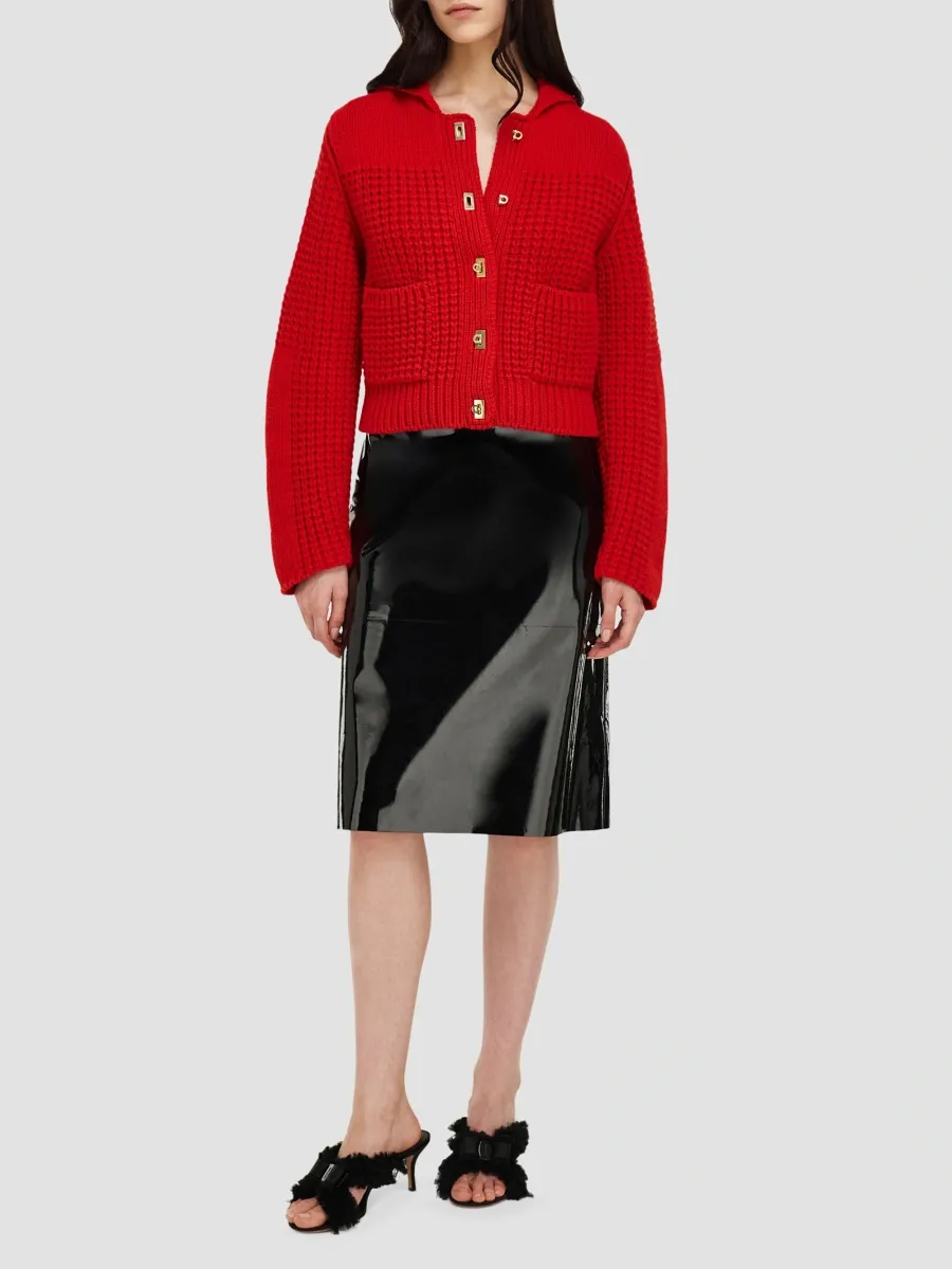 Ferragamo Women's Cashmere Knit Spread-Collar Cardigan | Thumbnail 2 Ferragamo Women's Cashmere Knit Spread-Collar Cardigan | Thumbnail 2