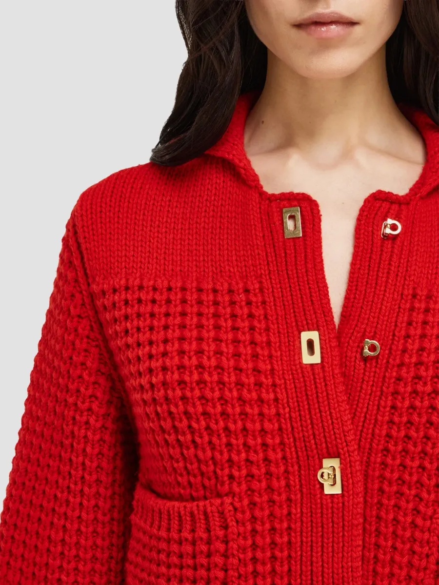 Ferragamo Women's Cashmere Knit Spread-Collar Cardigan | Thumbnail 5 Ferragamo Women's Cashmere Knit Spread-Collar Cardigan | Thumbnail 5