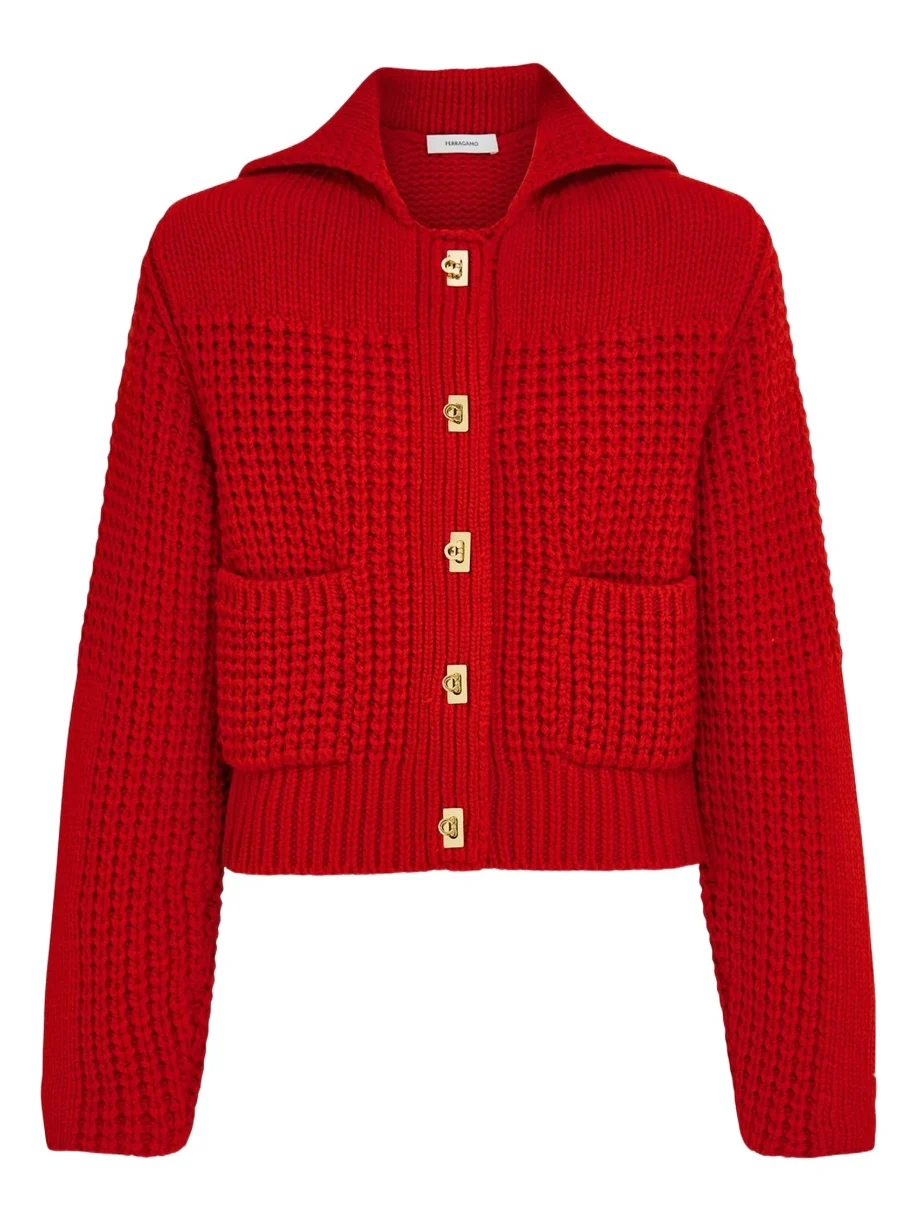 Women's Cashmere Knit Spread-Collar Cardigan