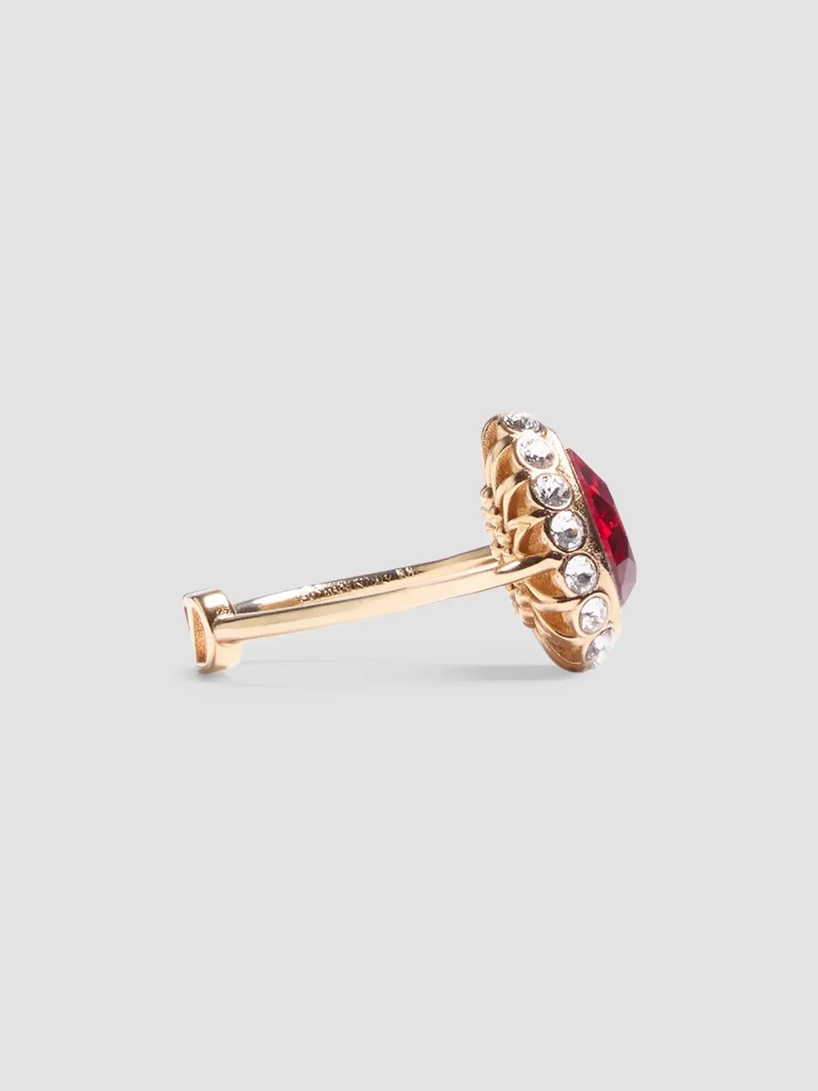 Valentino Women's VLogo Signature Rhinestone Ring in Metal, Enamel and Swarovski Crystals - Gold Multicolor | Thumbnail 2 Valentino Women's VLogo Signature Rhinestone Ring in Metal, Enamel and Swarovski Crystals - Gold Multicolor | Thumbnail 2
