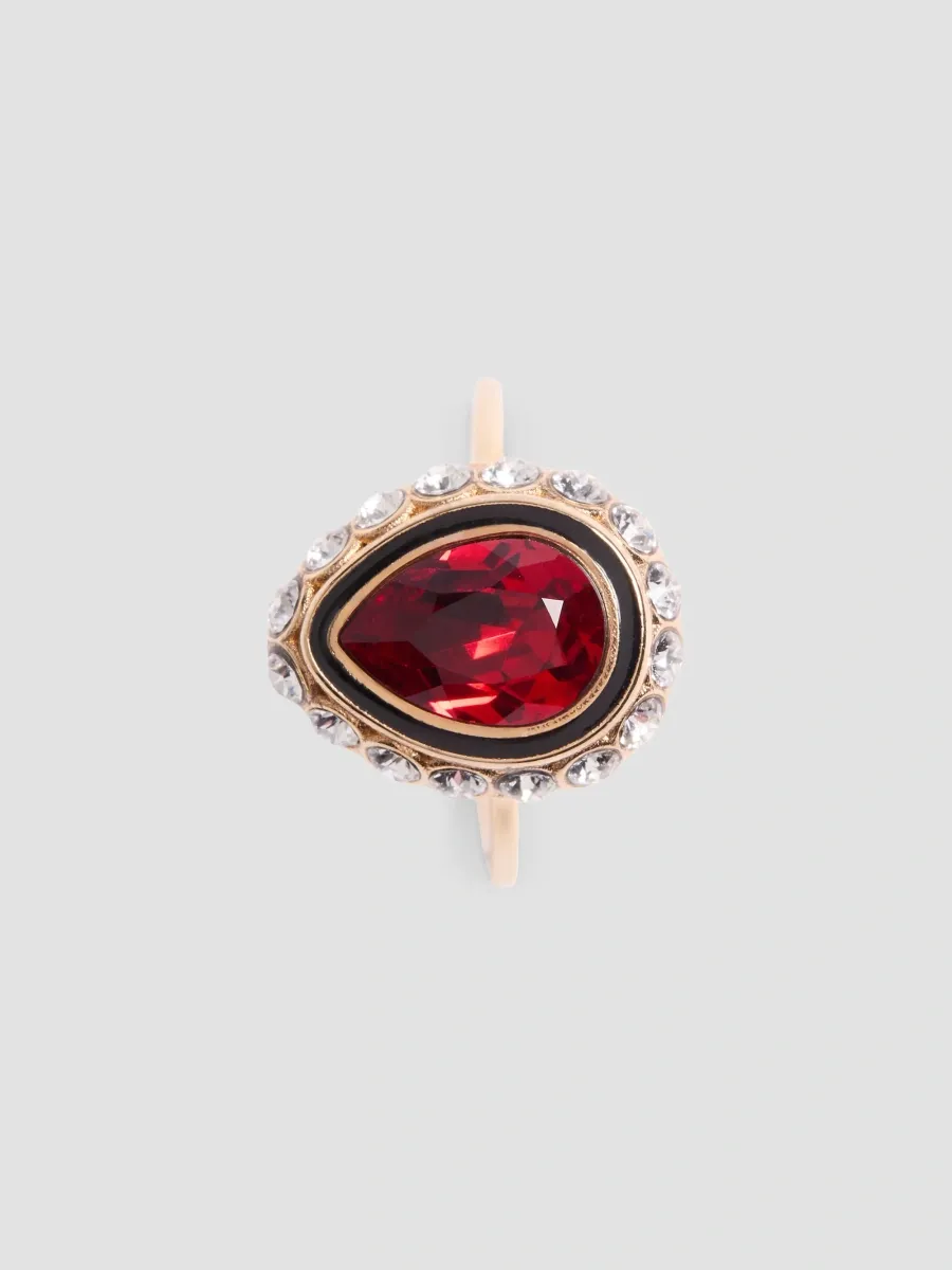 Valentino Women's VLogo Signature Rhinestone Ring in Metal, Enamel and Swarovski Crystals - Gold Multicolor | Thumbnail 3 Valentino Women's VLogo Signature Rhinestone Ring in Metal, Enamel and Swarovski Crystals - Gold Multicolor | Thumbnail 3