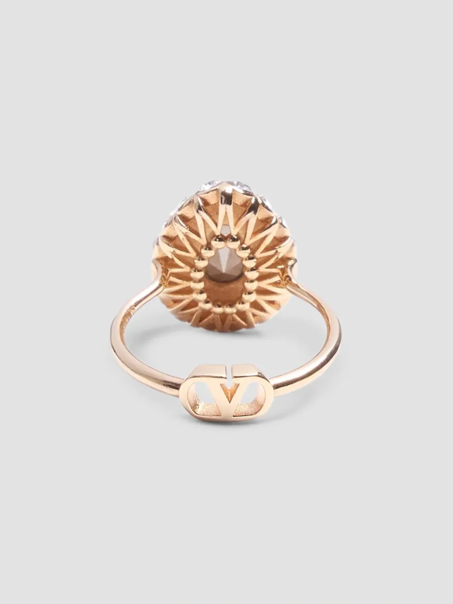 Valentino Women's VLogo Signature Rhinestone Ring in Metal, Enamel and Swarovski Crystals - Gold Multicolor | Thumbnail 4 Valentino Women's VLogo Signature Rhinestone Ring in Metal, Enamel and Swarovski Crystals - Gold Multicolor | Thumbnail 4