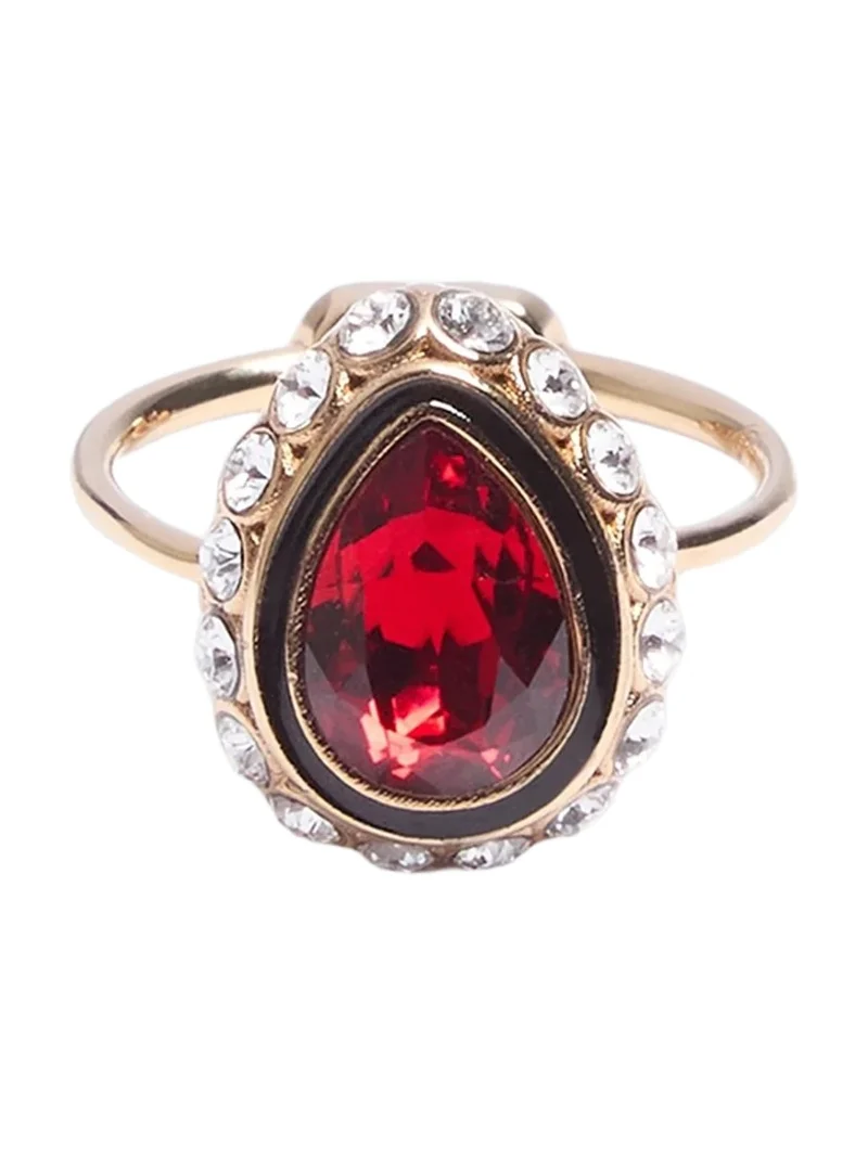 Women's VLogo Signature Rhinestone Ring in Metal, Enamel and Swarovski Crystals - Gold Multicolor