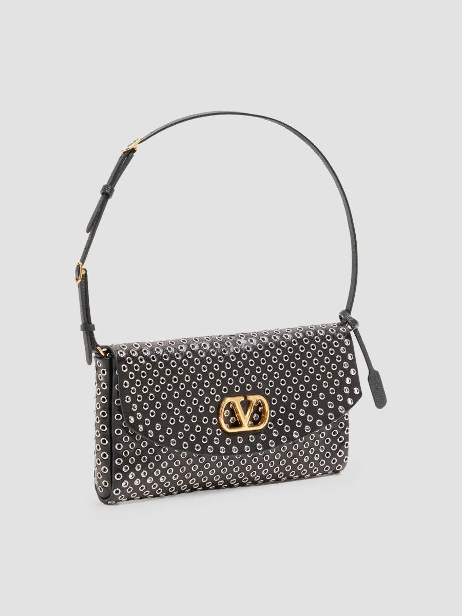 Valentino Women's Devain Small Shoulder Bag with Eyelets - Black | Thumbnail 5 Valentino Women's Devain Small Shoulder Bag with Eyelets - Black | Thumbnail 5