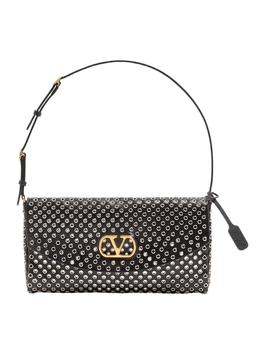 Women's Devain Small Shoulder Bag with Eyelets - Black