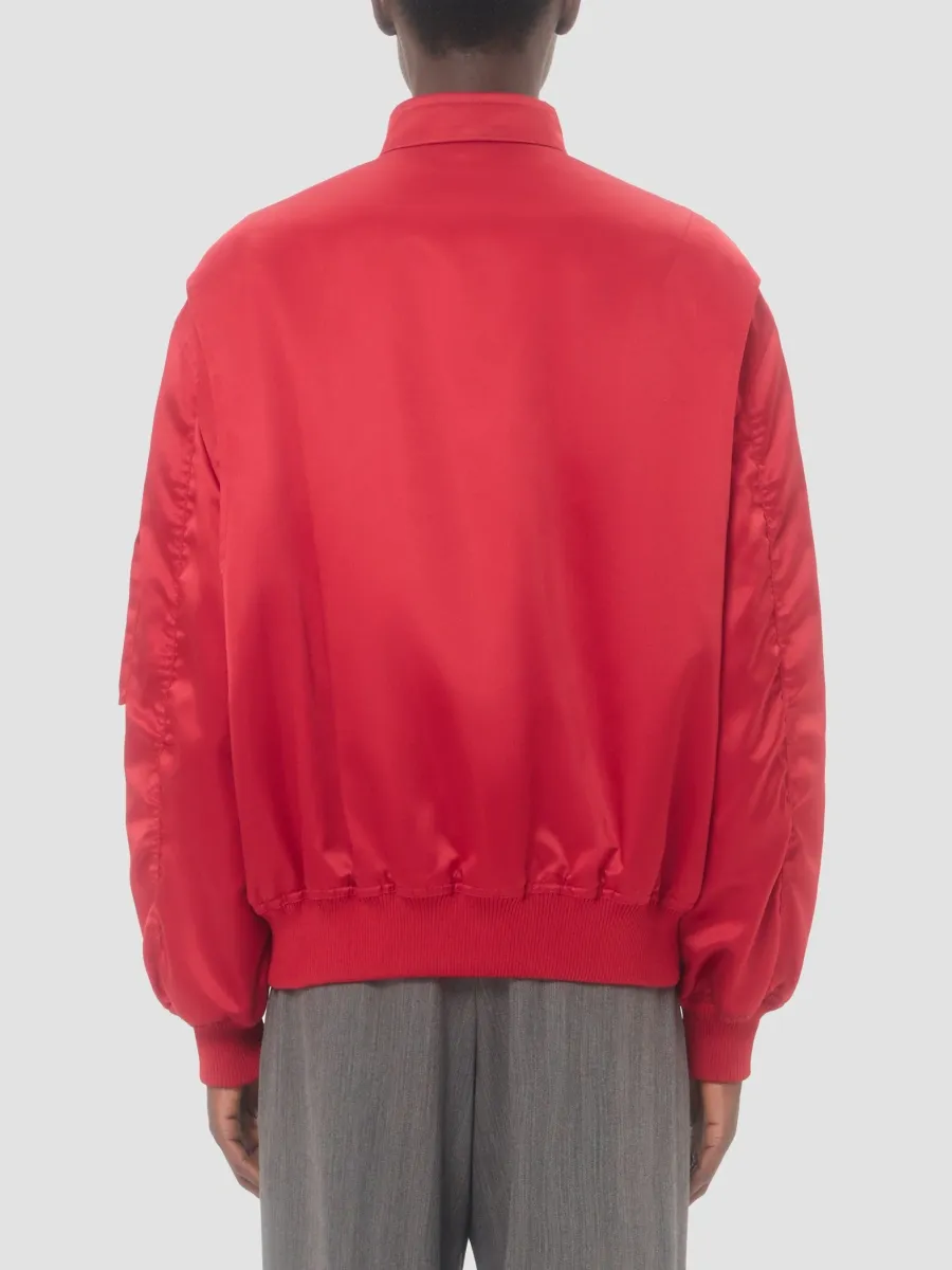 Valentino Men's Nylon Satin Bomber Jacket with You Can Come To My Villa Embroidery | Thumbnail 5