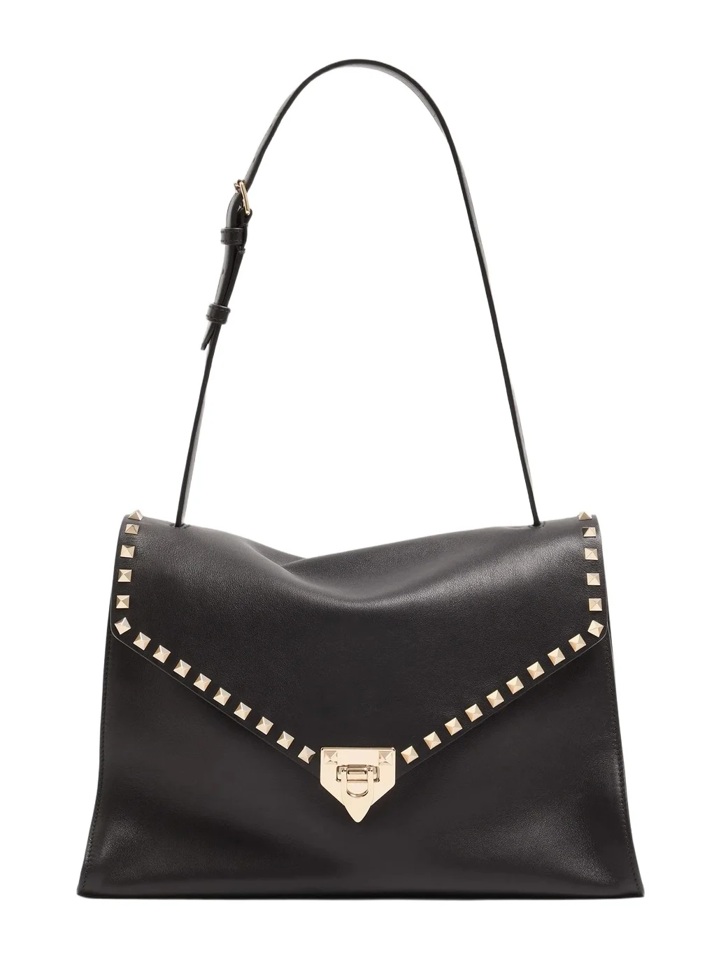 Women's Rockstud Maxxing Medium Shoulder Bag in Smooth Calfskin - Black