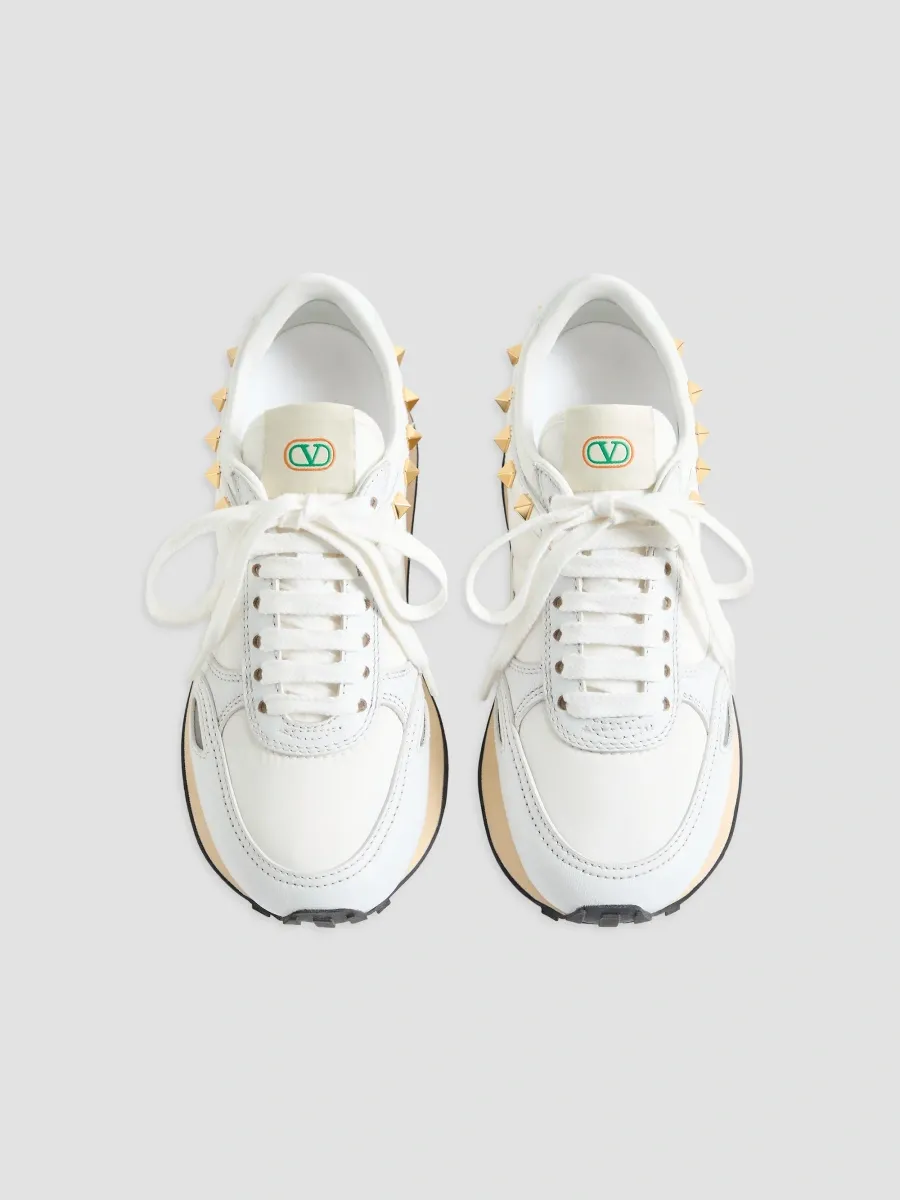 Valentino Women's Stud-Up Leather and Nylon Sneakers - White | Thumbnail 3 Valentino Women's Stud-Up Leather and Nylon Sneakers - White | Thumbnail 3