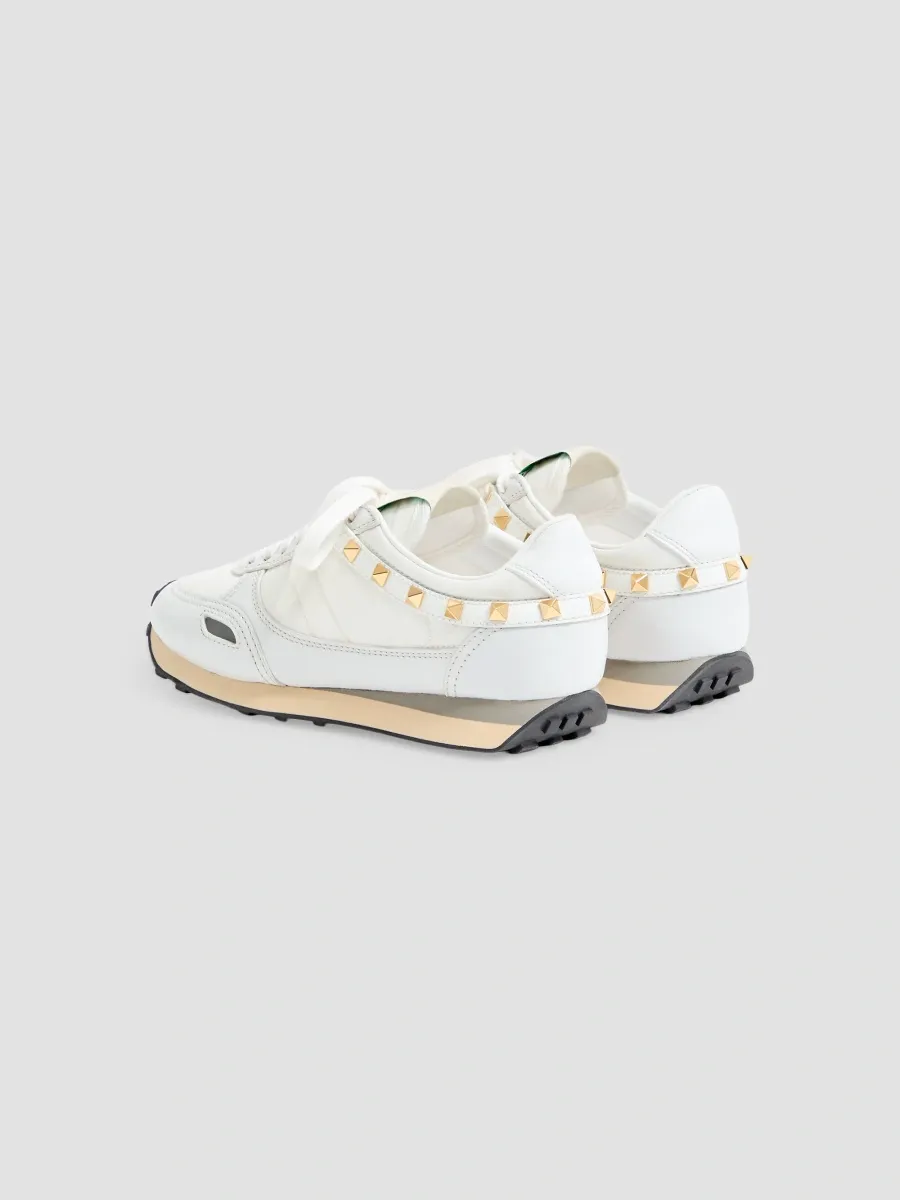Valentino Women's Stud-Up Leather and Nylon Sneakers - White | Thumbnail 4 Valentino Women's Stud-Up Leather and Nylon Sneakers - White | Thumbnail 4