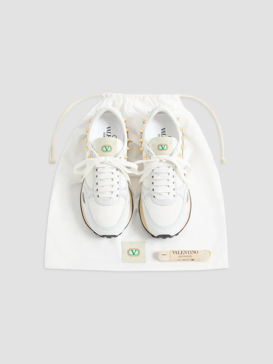Valentino Women's Stud-Up Leather and Nylon Sneakers - White | Thumbnail 5 Valentino Women's Stud-Up Leather and Nylon Sneakers - White | Thumbnail 5
