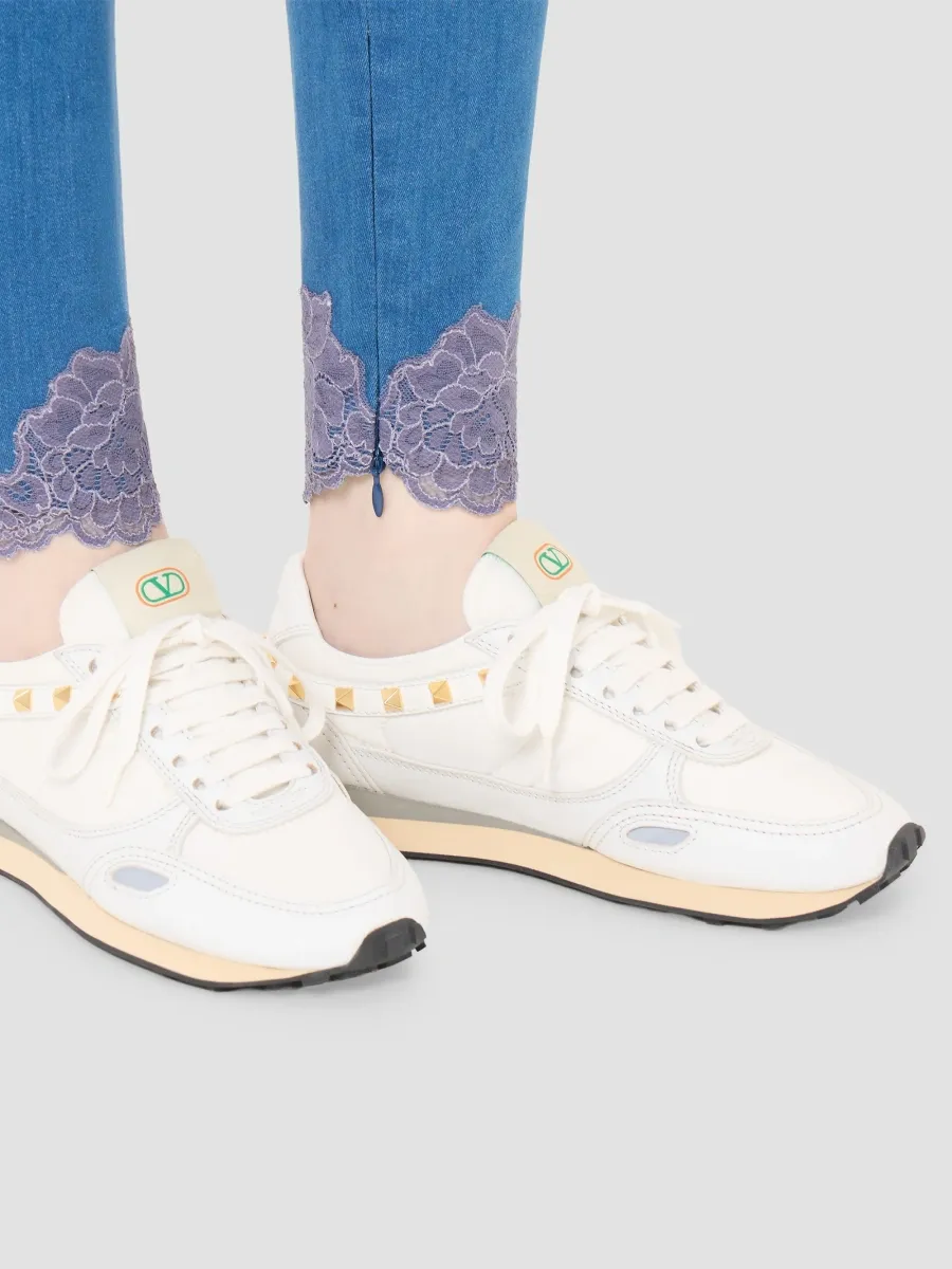 Valentino Women's Stud-Up Leather and Nylon Sneakers - White | Thumbnail 8 Valentino Women's Stud-Up Leather and Nylon Sneakers - White | Thumbnail 8
