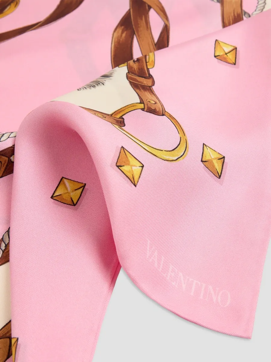 Valentino Men's Silk Scarf with Stud Framed Print | Thumbnail 4 Valentino Men's Silk Scarf with Stud Framed Print | Thumbnail 4