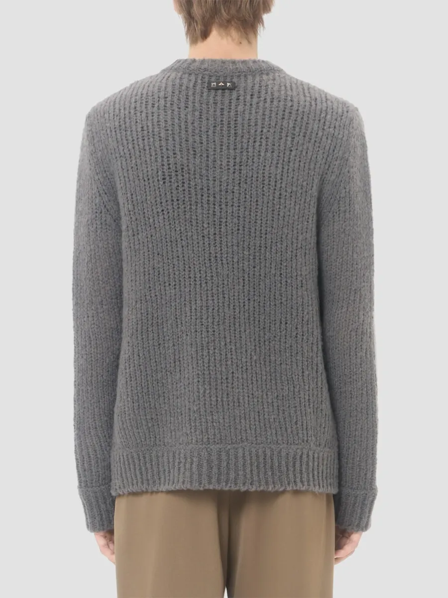 Valentino Men's Sweater in Wool and Nylon Blend with Studded Leather Loop | Thumbnail 5 Valentino Men's Sweater in Wool and Nylon Blend with Studded Leather Loop | Thumbnail 5