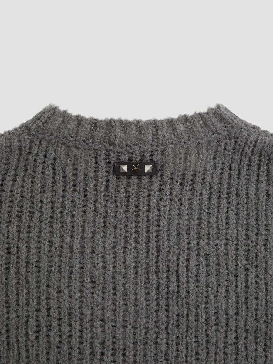 Valentino Men's Sweater in Wool and Nylon Blend with Studded Leather Loop | Thumbnail 7 Valentino Men's Sweater in Wool and Nylon Blend with Studded Leather Loop | Thumbnail 7