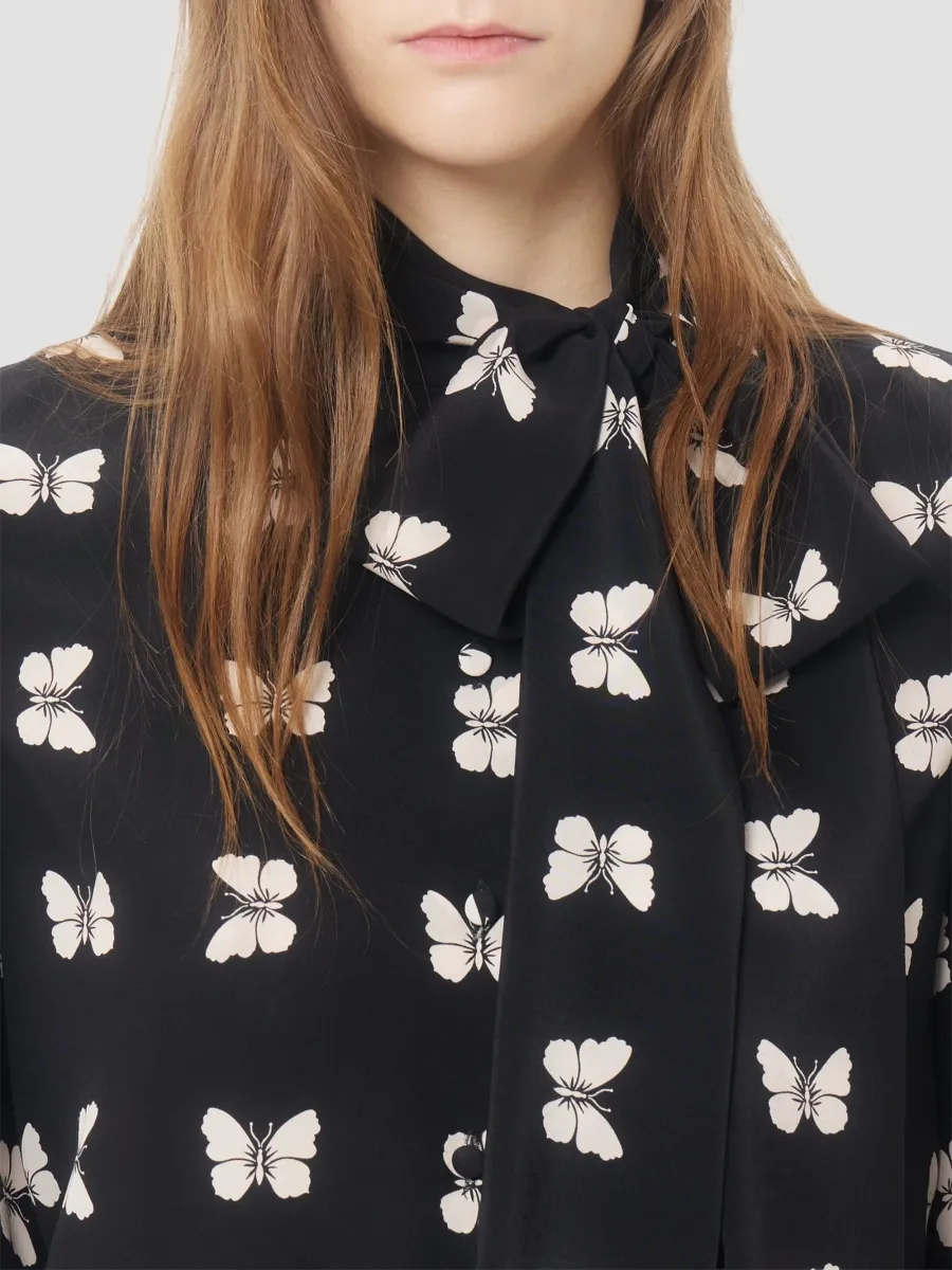 Valentino Women's Shirt in Butterflow Print Crepe De Chine | Thumbnail 6 Valentino Women's Shirt in Butterflow Print Crepe De Chine | Thumbnail 6