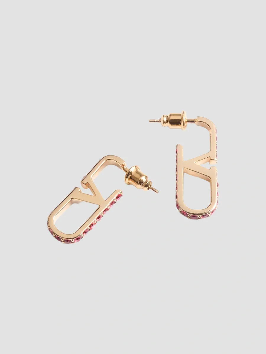 Valentino Women's VLogo Signature Earrings in Metal with Swarovski Crystals - Gold Multicolor | Thumbnail 2 Valentino Women's VLogo Signature Earrings in Metal with Swarovski Crystals - Gold Multicolor | Thumbnail 2