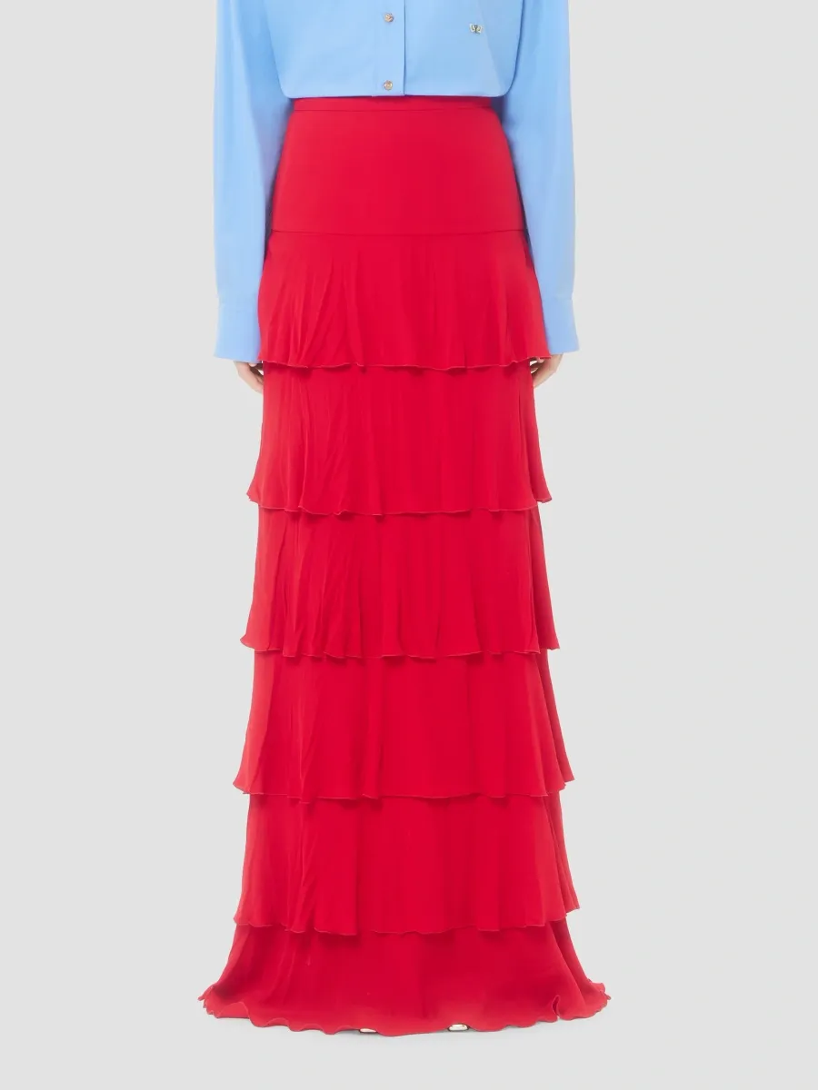 Valentino Women's Long Georgette Skirt with Ruffles - Paris | Thumbnail 3 Valentino Women's Long Georgette Skirt with Ruffles - Paris | Thumbnail 3