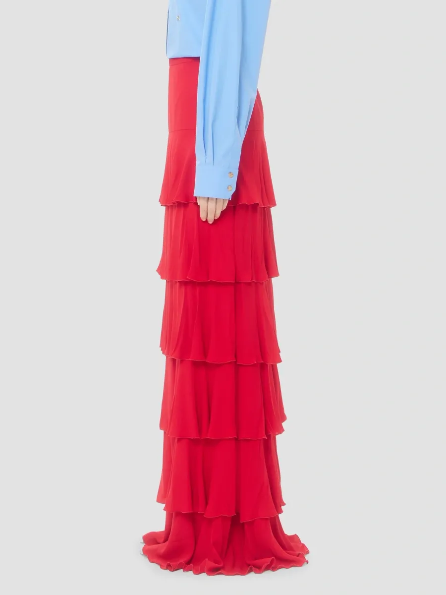Valentino Women's Long Georgette Skirt with Ruffles - Paris | Thumbnail 4 Valentino Women's Long Georgette Skirt with Ruffles - Paris | Thumbnail 4