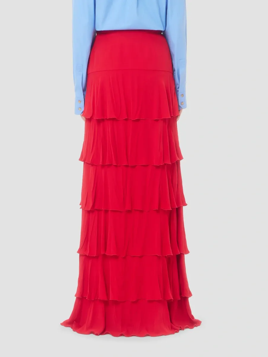 Valentino Women's Long Georgette Skirt with Ruffles - Paris | Thumbnail 5 Valentino Women's Long Georgette Skirt with Ruffles - Paris | Thumbnail 5