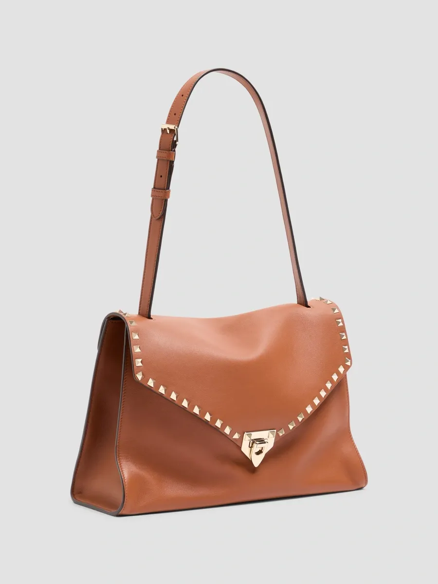 Valentino Women's Rockstud Maxxing Medium Shoulder Bag in Smooth Calfskin - Hazelnut | Thumbnail 3
