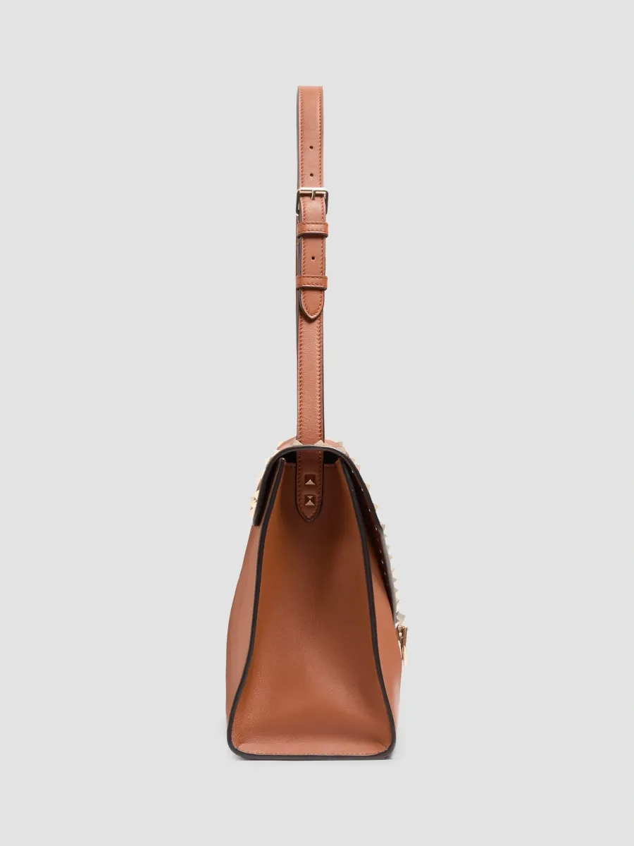Valentino Women's Rockstud Maxxing Medium Shoulder Bag in Smooth Calfskin - Hazelnut | Thumbnail 4