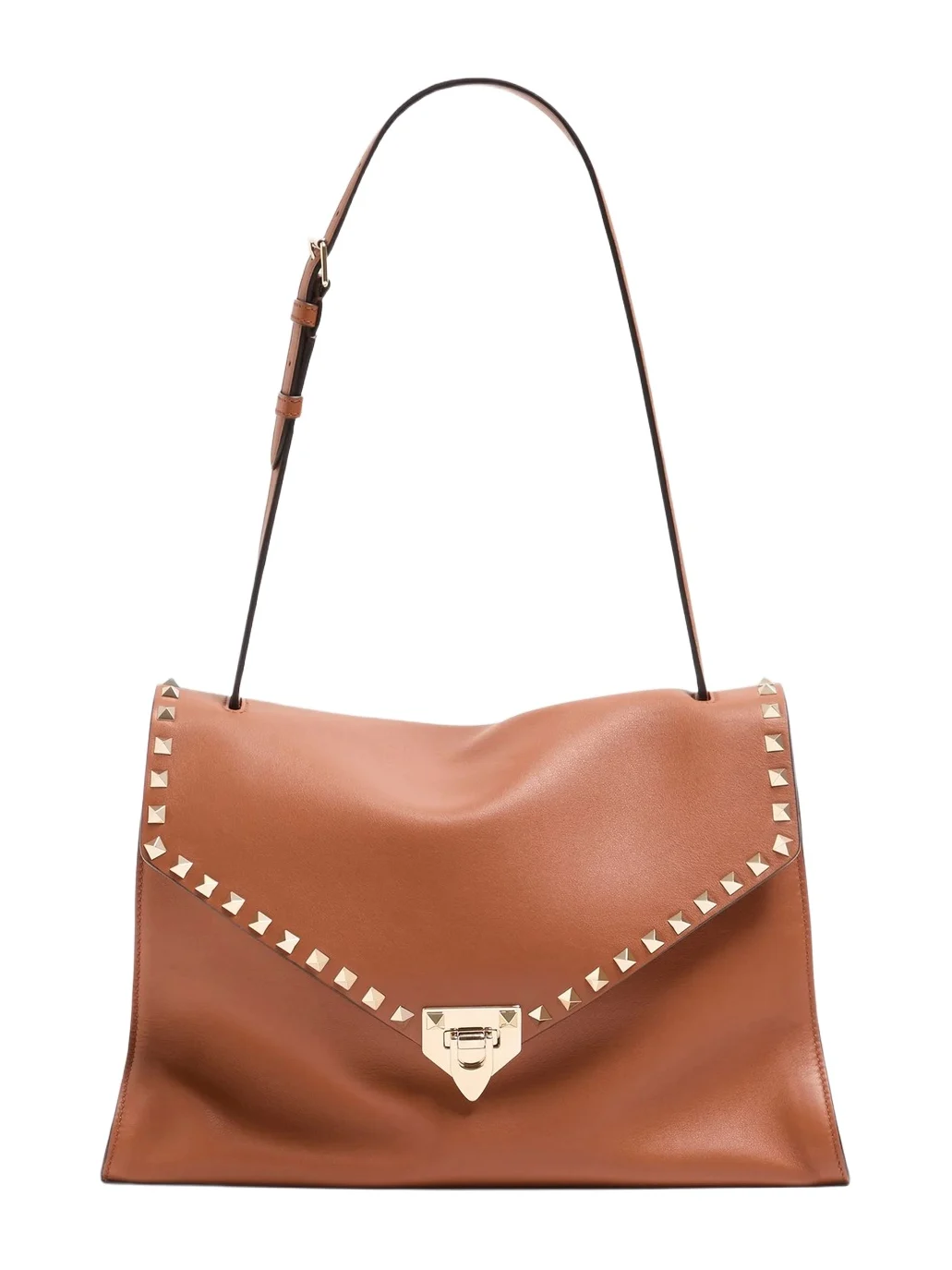Women's Rockstud Maxxing Medium Shoulder Bag in Smooth Calfskin - Hazelnut