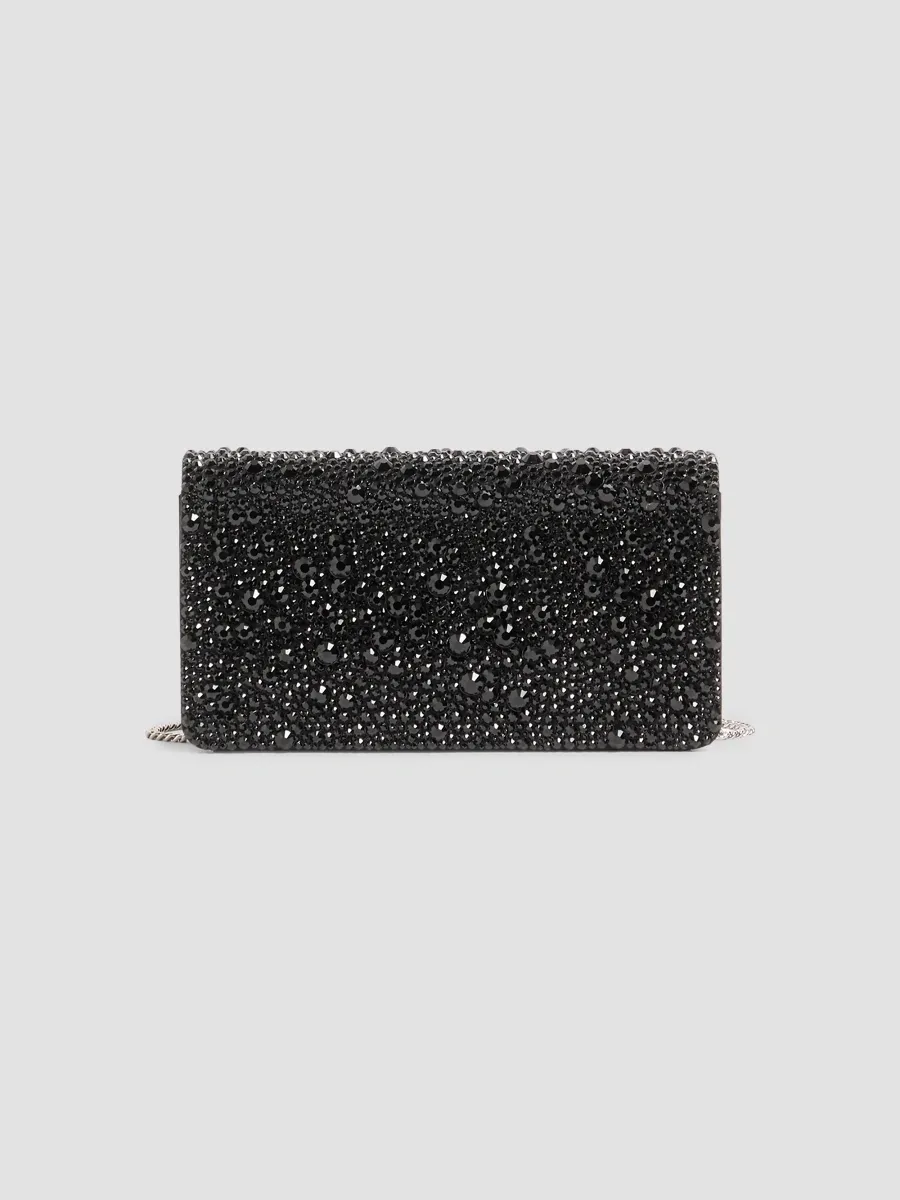Valentino Women's VLogo Signature Mini Shoulder Bag in Swarovski Crystals - Black | Thumbnail 2