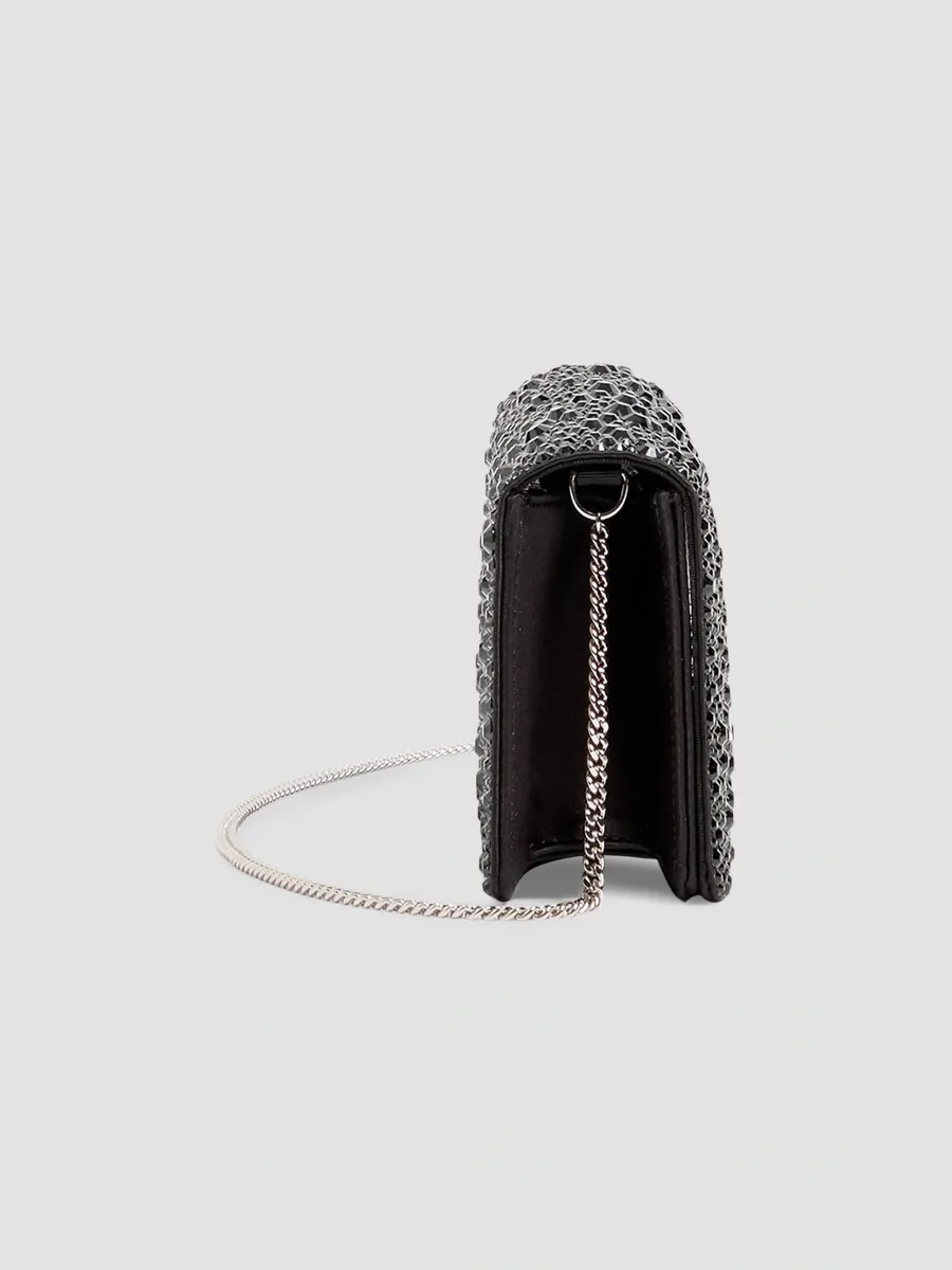 Valentino Women's VLogo Signature Mini Shoulder Bag in Swarovski Crystals - Black | Thumbnail 4