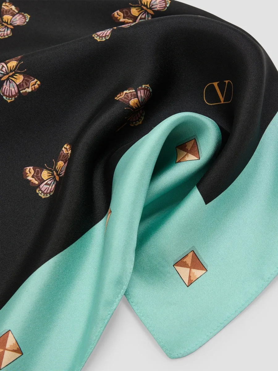 Valentino Men's Silk Scarf with All-Over Butterfly Print | Thumbnail 3 Valentino Men's Silk Scarf with All-Over Butterfly Print | Thumbnail 3