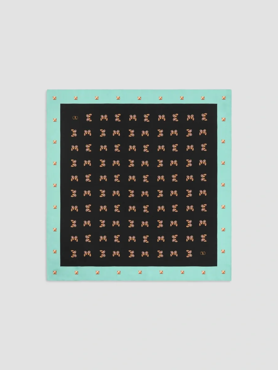 Valentino Men's Silk Scarf with All-Over Butterfly Print | Thumbnail 4 Valentino Men's Silk Scarf with All-Over Butterfly Print | Thumbnail 4