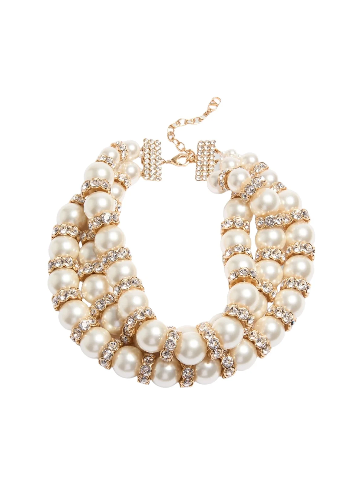 Women's Hypergoutte Necklace in Metal, Beads and Crystals - Gold Multicolor Women's Hypergoutte Necklace in Metal, Beads and Crystals - Gold Multicolor
