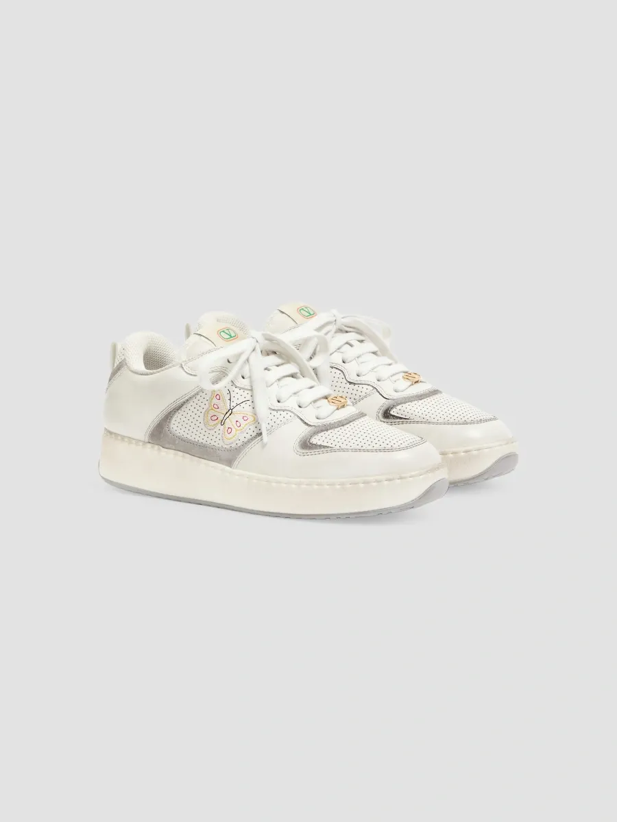 Valentino Men's Riseone Sneakers in Nappa Calfskin with Butterfly Embroidery - White Multicolor | Thumbnail 2 Valentino Men's Riseone Sneakers in Nappa Calfskin with Butterfly Embroidery - White Multicolor | Thumbnail 2
