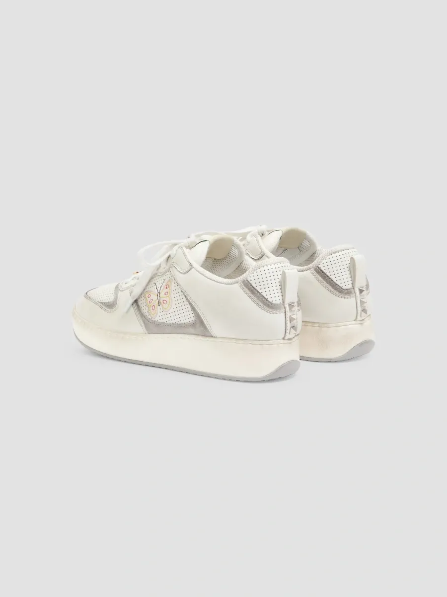 Valentino Men's Riseone Sneakers in Nappa Calfskin with Butterfly Embroidery - White Multicolor | Thumbnail 3 Valentino Men's Riseone Sneakers in Nappa Calfskin with Butterfly Embroidery - White Multicolor | Thumbnail 3